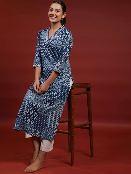 Women's Rayon Printed Straight Kurti With Pant Set - Image 7