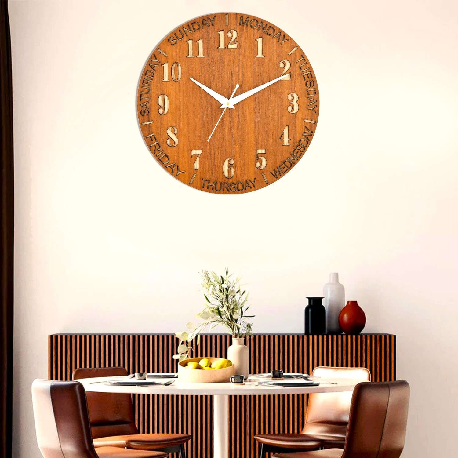 Wooden Silent Non-Ticking Wall Clock for Home Stylish Latest Designer Wall Clock for Home Living Room Bedroom Office Hall